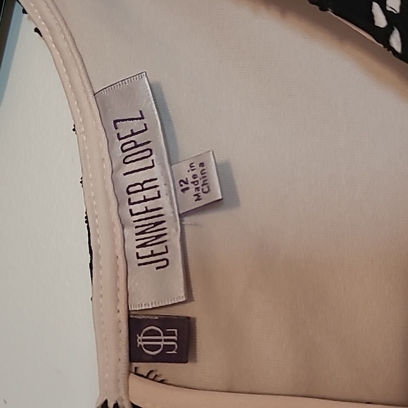 Jennifer Lopez black lace tan lined sleeveless dress Sz 12 - Picture 4 of 7